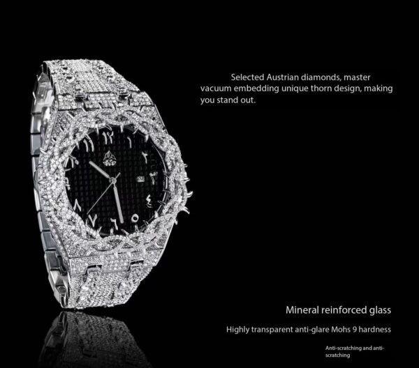 Bramble Crown 18k full diamond oak watch（can be engraved）