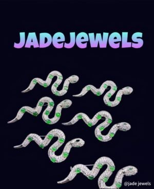 Emerald Green Jade & Spirit Snake Brooch