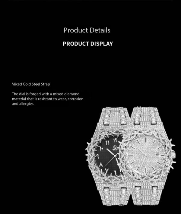 Bramble Crown 18k full diamond oak watch（can be engraved）