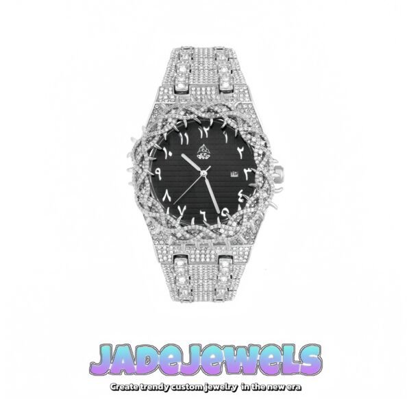 Bramble Crown 18k full diamond oak watch（can be engraved）