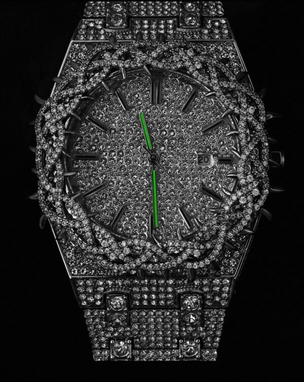 Bramble Crown 18k full diamond oak watch（can be engraved）