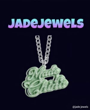 Jadeite Character Plaque & Cuban Chain Pendant