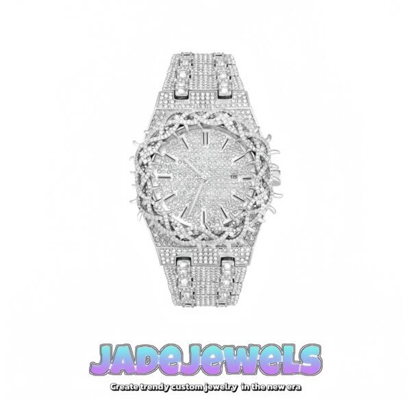Bramble Crown 18k full diamond oak watch（can be engraved）